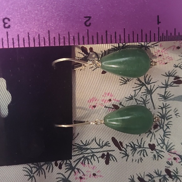 Earrings,jade stone,925 clip - Picture 3 of 5
